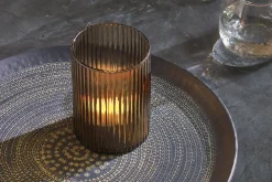 Malana Recycled Glass Candle Holder - Smoke Brown