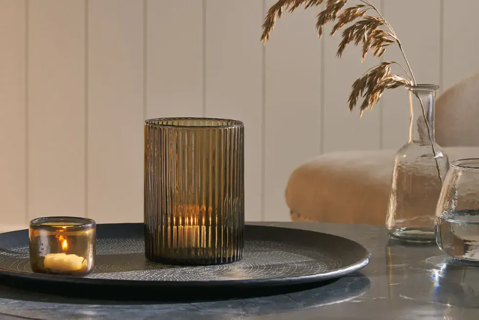 Malana Recycled Glass Candle Holder - Smoke Brown