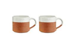 Mali Ribbed Coffee Mug - White - (Set of 2)