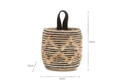 Mannu Cotton & Hemp Wall Hung Basket - Natural & Black