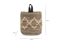 Mannu Cotton & Hemp Wall Hung Basket - Natural & Black