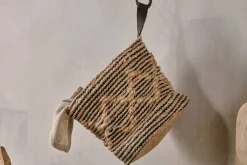 Mannu Cotton & Hemp Wall Hung Basket - Natural & Black