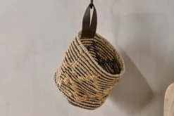 Mannu Cotton & Hemp Wall Hung Basket - Natural & Black