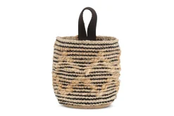 Mannu Cotton & Hemp Wall Hung Basket - Natural & Black