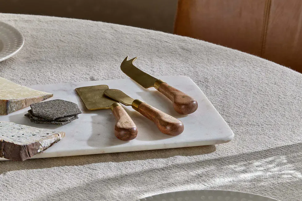 Maram Cheese Knife Set - Natural & Gold (Set of 3)