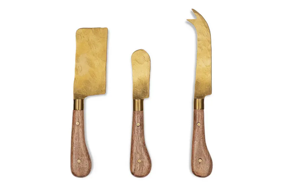 Maram Cheese Knife Set - Natural & Gold (Set of 3)