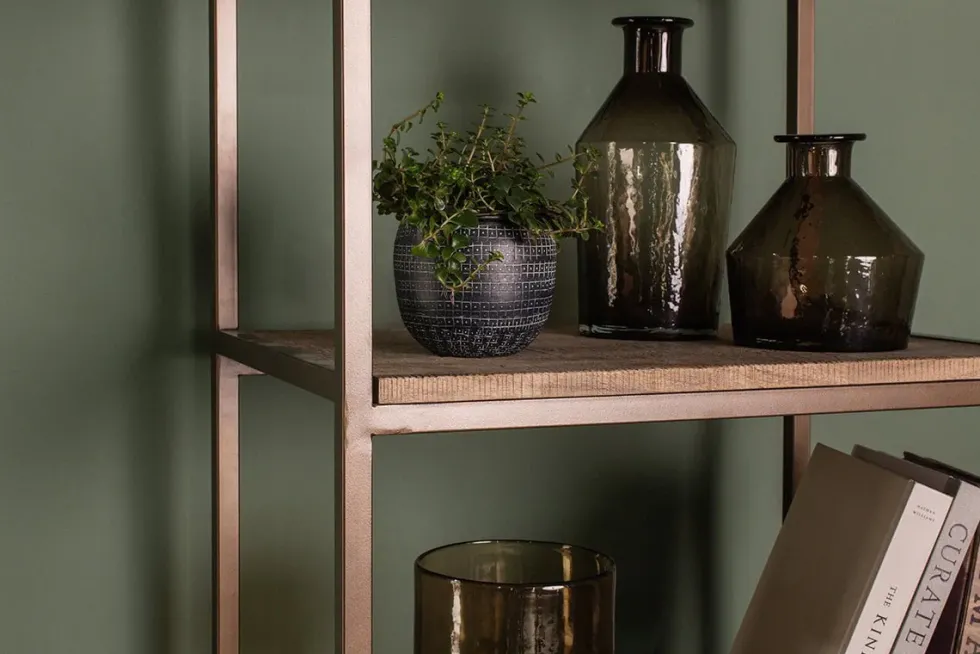 Marjori Mango Wood And Iron Standing Shelves - Narrow