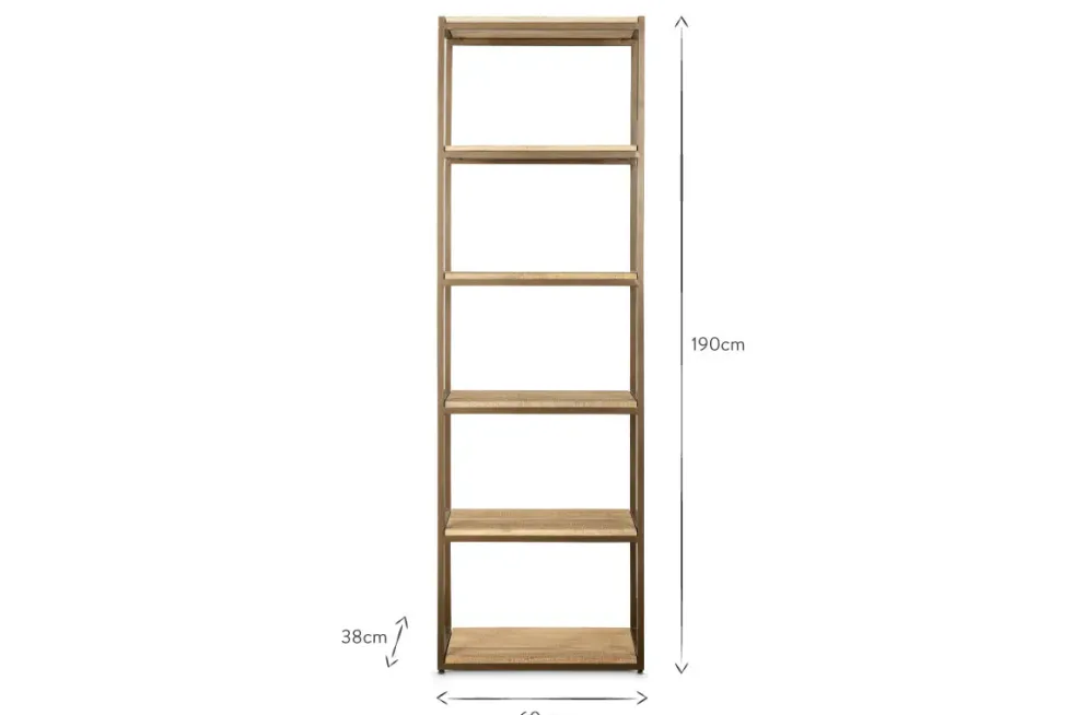 Marjori Mango Wood And Iron Standing Shelves - Narrow