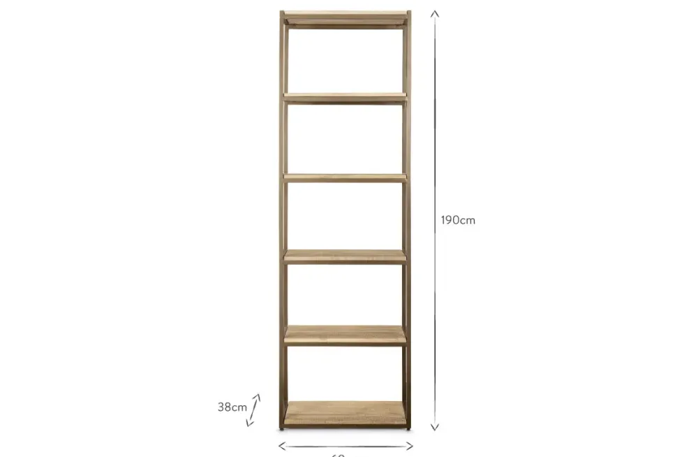Marjori Mango Wood And Iron Standing Shelves - Narrow