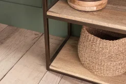 Marjori Mango Wood And Iron Standing Shelves - Wide