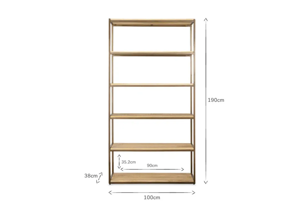 Marjori Mango Wood And Iron Standing Shelves - Wide