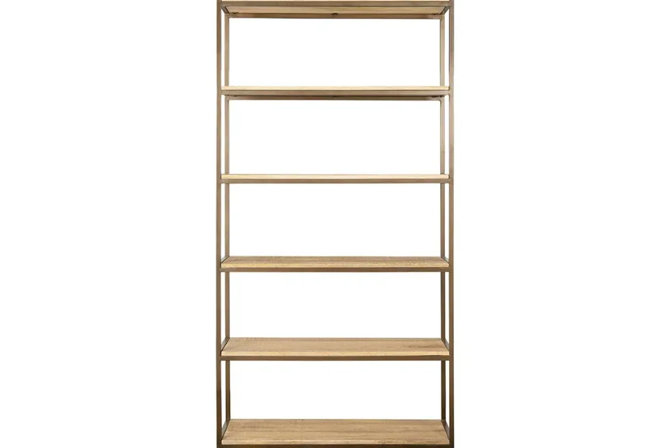 Marjori Mango Wood And Iron Standing Shelves - Wide