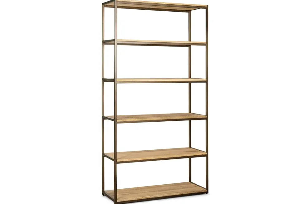 Marjori Mango Wood And Iron Standing Shelves - Wide