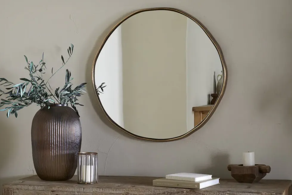 Mchanga Organic Shape Mirror - Antique Brass
