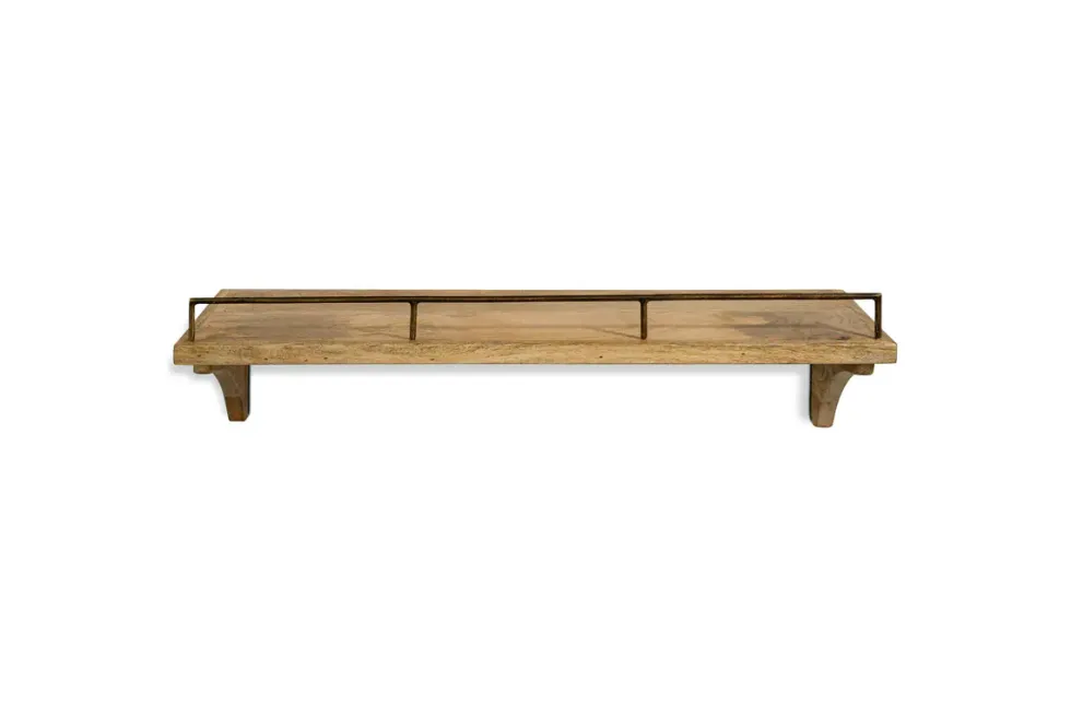 Meera Mango Wood & Iron Gallery Shelf - Natural