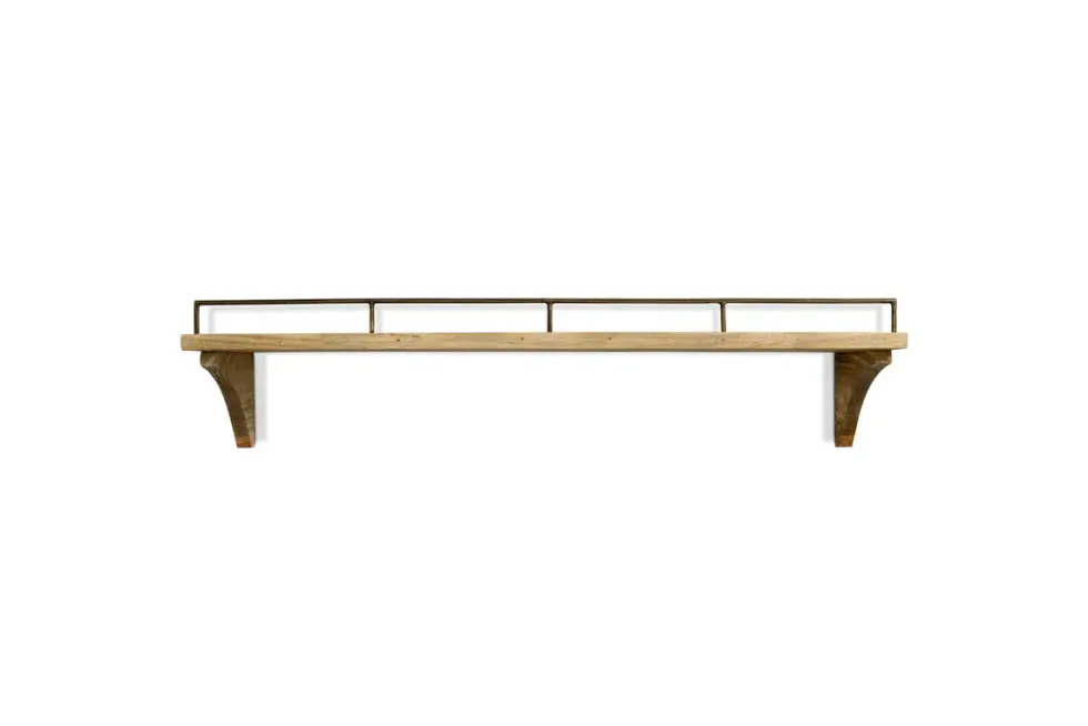 Meera Mango Wood & Iron Gallery Shelf - Natural