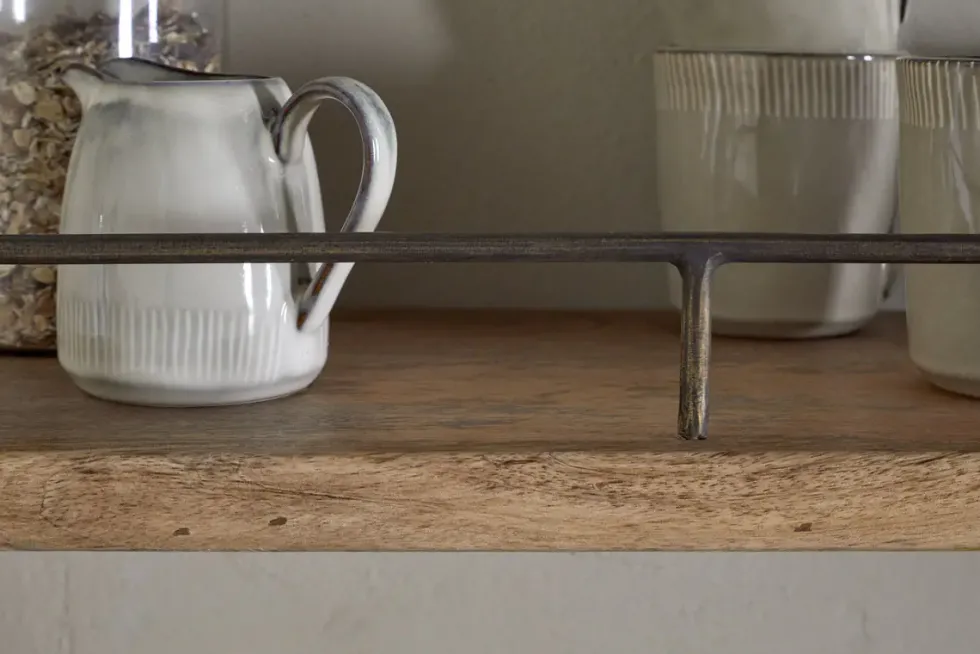 Meera Mango Wood & Iron Gallery Shelf - Natural