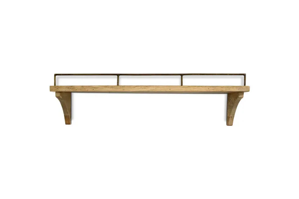 Meera Mango Wood & Iron Gallery Shelf - Natural