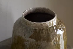 Melina Reactive Glaze Vase - Olive & Natural