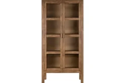Mendani Mango Wood & Fluted Glass Cabinet - Walnut Stain