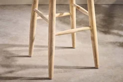 Mengwi Mango Wood Round Bar Stool - Natural