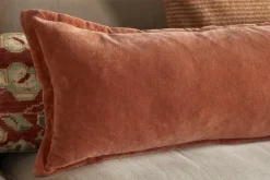 Menmai Statement Velvet Lumbar Cushion Cover - Cinnamon