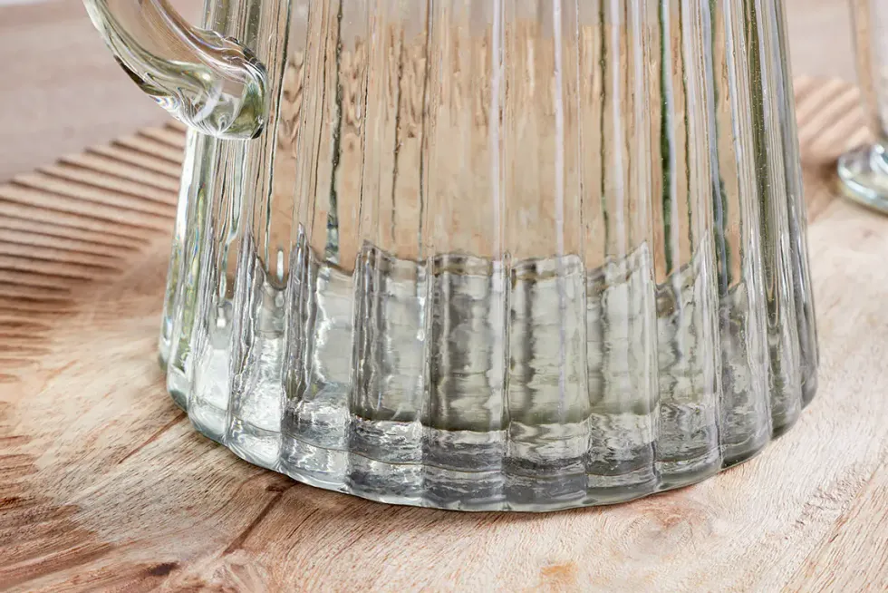 Minati Ribbed Glass Jug - Clear