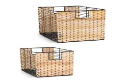 Montali Iron & Rattan Storage Baskets - Natural - (Set of 2)