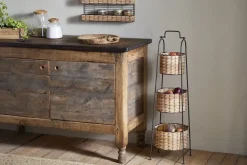 Montali Iron & Rattan Three-Tiered Storage Stand - Natural