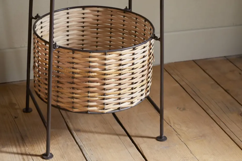 Montali Iron & Rattan Three-Tiered Storage Stand - Natural