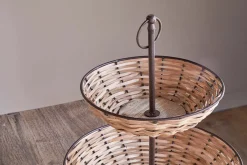 Montali Rattan 2 Tier Fruit Stand - Black & Natural