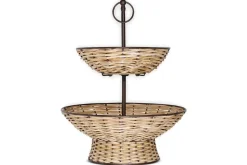 Montali Rattan 2 Tier Fruit Stand - Black & Natural