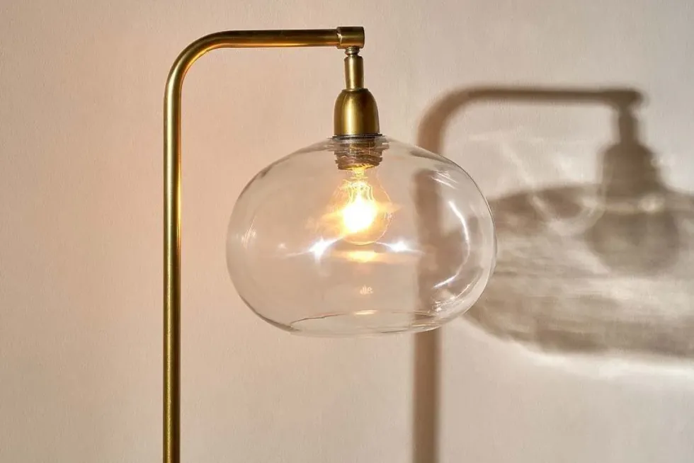Mulia Recycled Glass Floor Lamp - Antique Brass