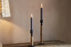 Musika Woven Candlestick - Black & Natural