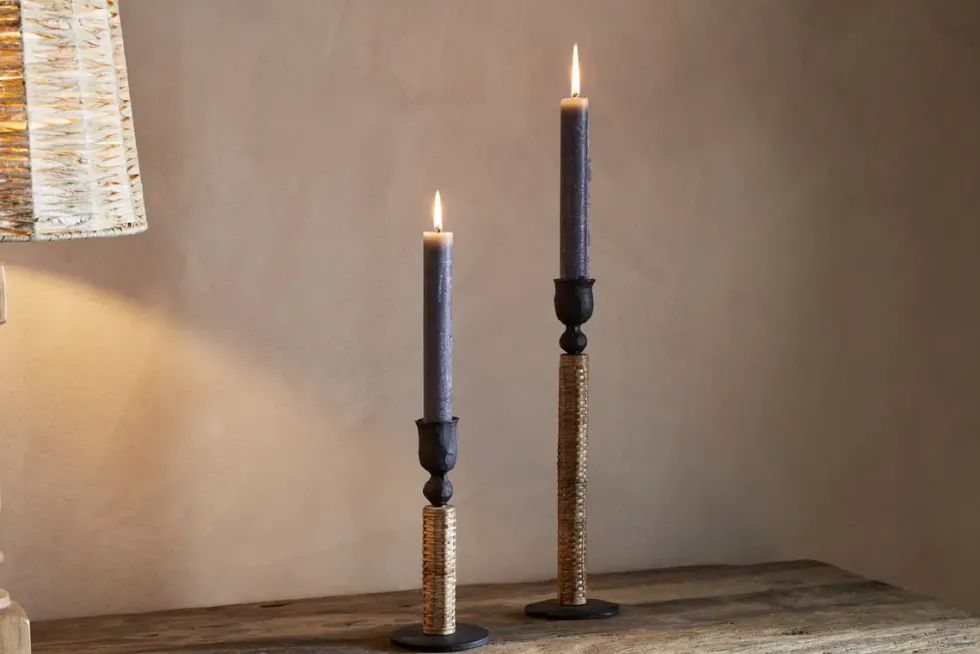 Musika Woven Candlestick - Black & Natural