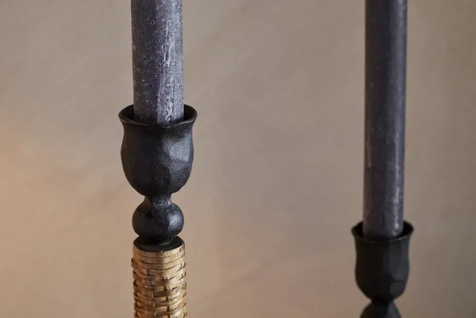 Musika Woven Candlestick - Black & Natural