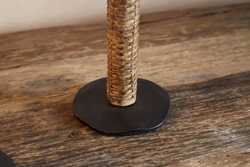 Musika Woven Candlestick - Black & Natural