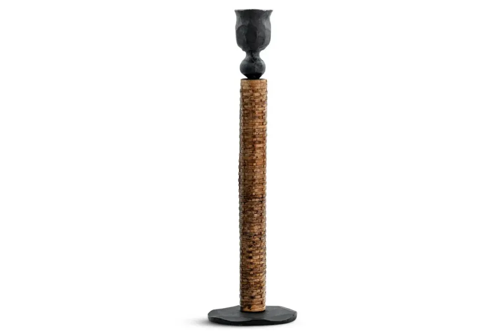 Musika Woven Candlestick - Black & Natural