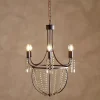Naavia Rustic Iron & Crystal Chandelier - Rust