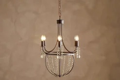 Naavia Rustic Iron & Crystal Chandelier - Rust
