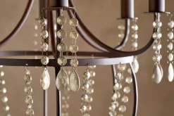 Naavia Rustic Iron & Crystal Chandelier - Rust