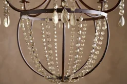 Naavia Rustic Iron & Crystal Chandelier - Rust