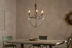 Naavia Rustic Iron & Crystal Chandelier - Rust