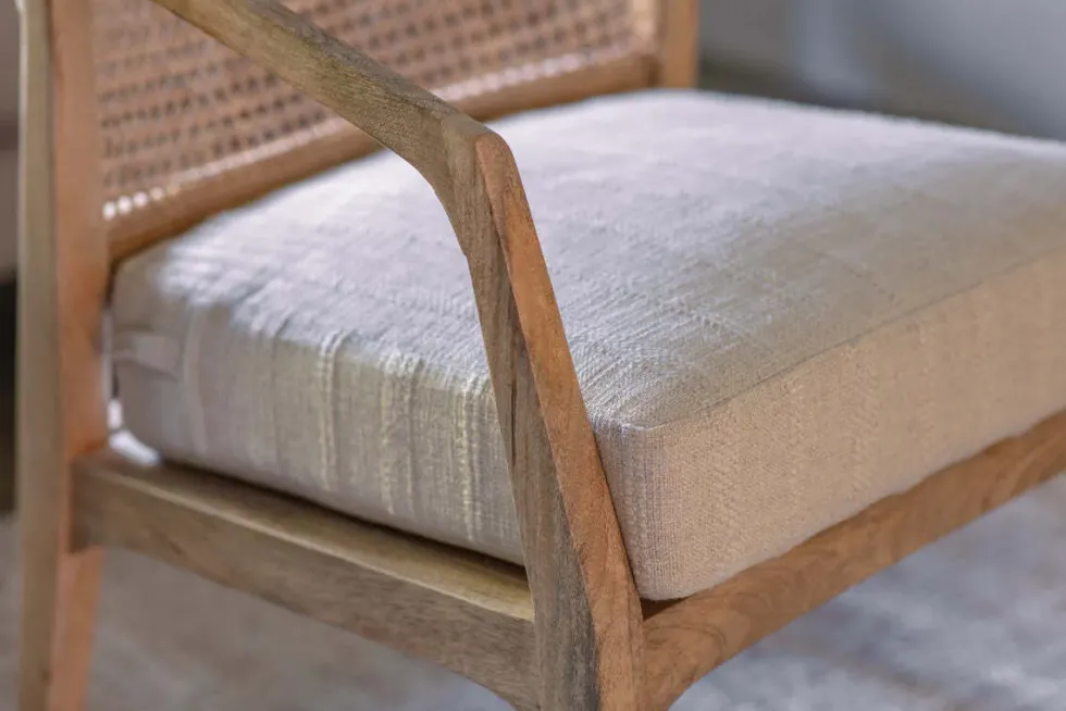 Nabhi Mango Wood & Cane Occasional Chair - Natural