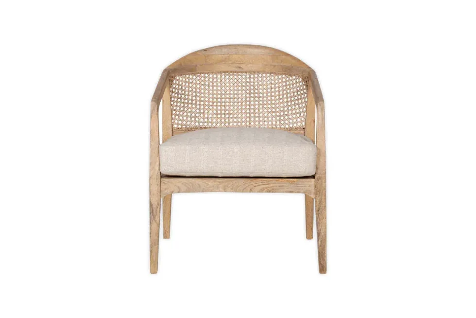 Nabhi Mango Wood & Cane Occasional Chair - Natural