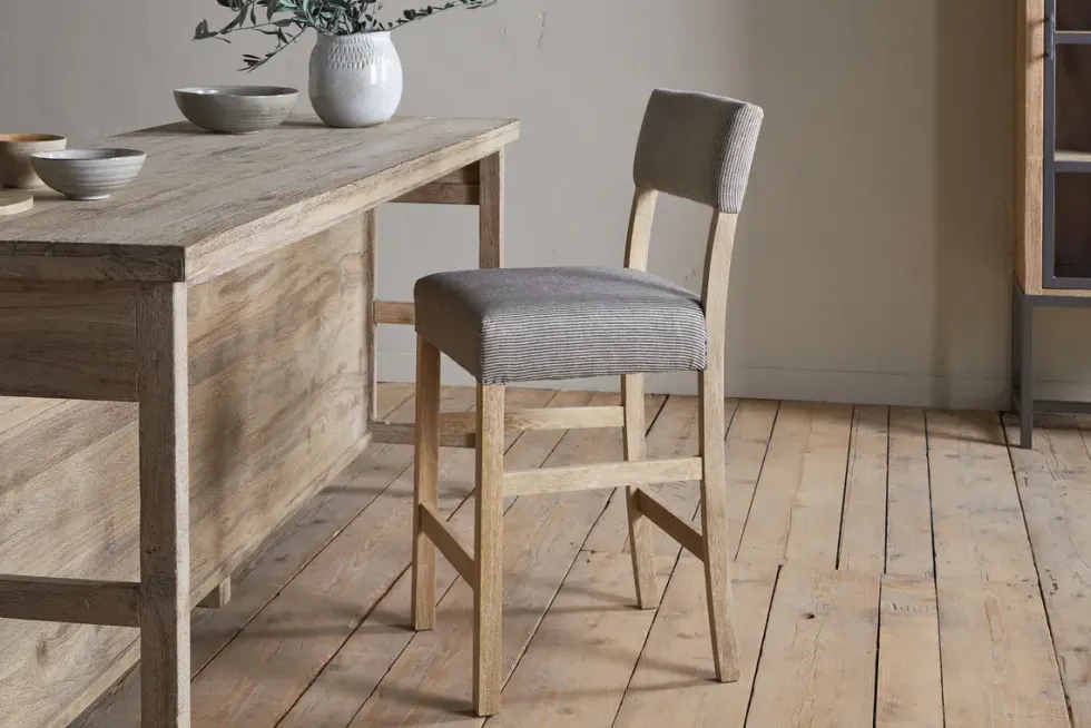 Nadeeka Linen Upholstered Counter Chair - Soft Grey