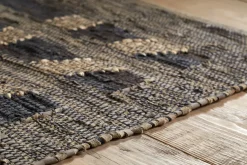 Nadiki Recycled Leather Rug - Black & Natural