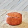 Nadu Leather Pouf - Aged Tan