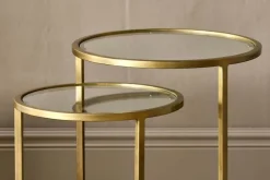 Nakuru Iron & Glass Side Table Set - Brass