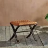 Narwana Ribbed Leather Footstool - Aged Tan